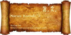 Maros Kornél névjegykártya