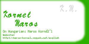 kornel maros business card